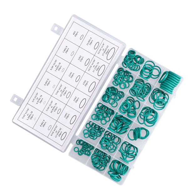 270-packning O-ringar Tätningsbricka Packning Sortiment Set 18 Storlekar Kit Gummigrommets för Reparation Grön