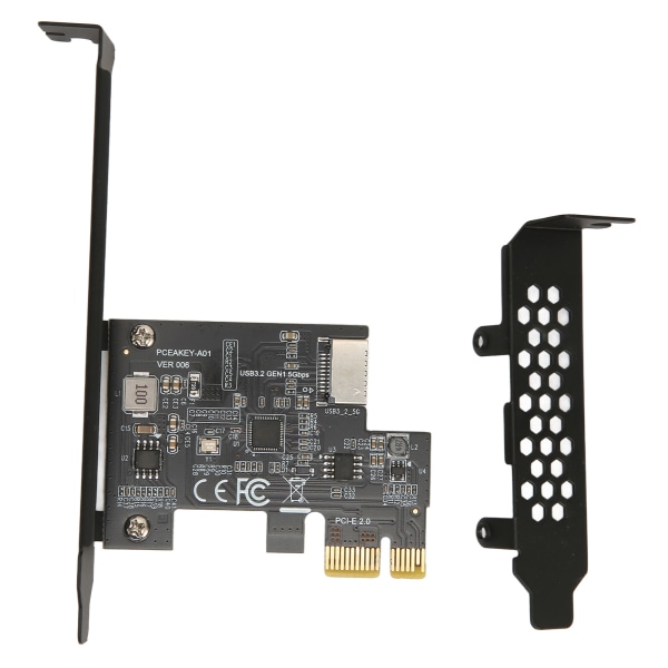 PCIE til USB 3.2 udvidelseskort Sort 5 Gbps højhastigheds PCIE X1 til USB3.2 Gen1 TYPE E 20PIN udvidelseskort til skrivebordsfront Type C PCIE X1 til USB3.2