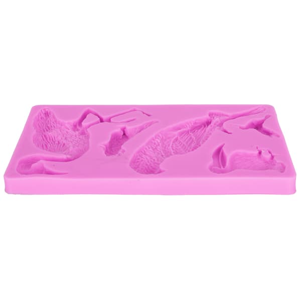 Fuglemønster Fondant Kageform Bærbar Blød Silikoneform til Chokolade Stearinlys (Pink)