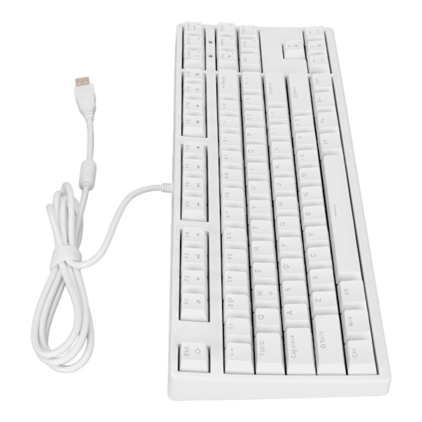 Mekanisk tastatur 87 taster rød bryter ergonomisk fleksibel rask respons kablet tastatur for PC datamaskin bærbar hvit