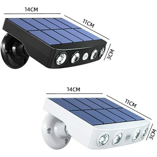 2-pack Utomhus Solcellsvägglampor med PIR-rörelsesensor, IP65 Vattentät, 360 graders roterande spotlights, Solcellsdriven, för Utomhus, Gård, Trädgård, Dr