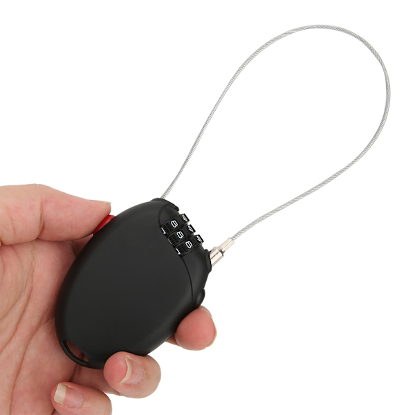 L-01 Black Mini Multi 3-numeroinen salasana teräskaapelilukko Pyörän varkaudenesto vaijerilukko