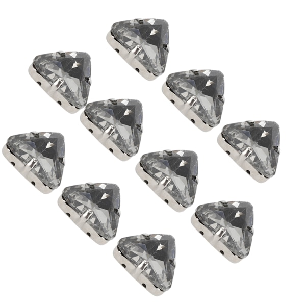 10 stk sy på rhinestones krystaller skinnende knapper dekorasjon for DIY håndverk klær sko vesker 0,67 x 0,75 tommer grå trekant