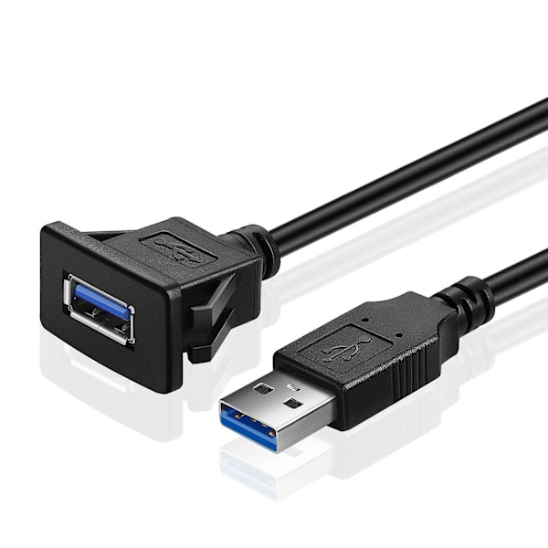 USB Panel Infälld Monteringskabel USB 3.0 Förlängning USB-fäste, Instrumentbrädefäste, Infällt Fäste, Panelmonteringskabel, För Bil, Båt, Motorcykel (fyrkantig enkel USB 3.0