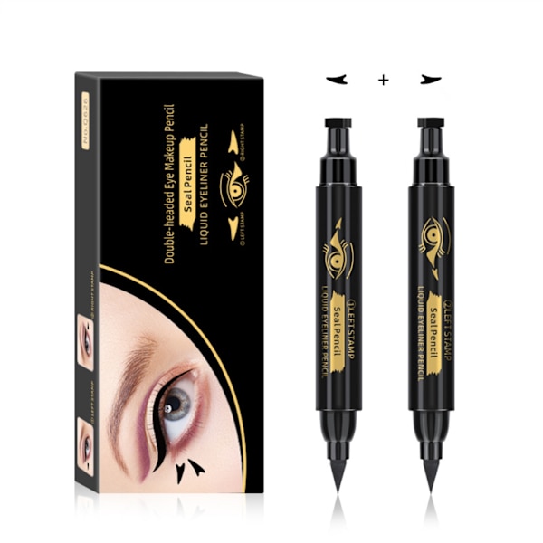 Kaksipuolinen vasen ja oikea nestemäinen eyeliner-kynä, vedenpitävä ja tahraamaton eyeliner, loistava lahja ystäville
