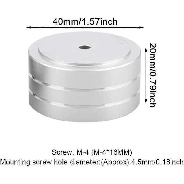 4 kpl 40x20mm Alumiiniset kaiuttimien eristysjalat High Fidelity -levysoittimelle, levysoittimen tukijalat - Musta, vapaa koko