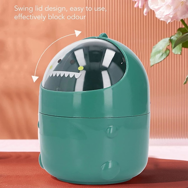 Söt Baby Dinosaur Mini Soptunna med Lock Liten Plast Halksäker Bas Perfekt för Barnkammare