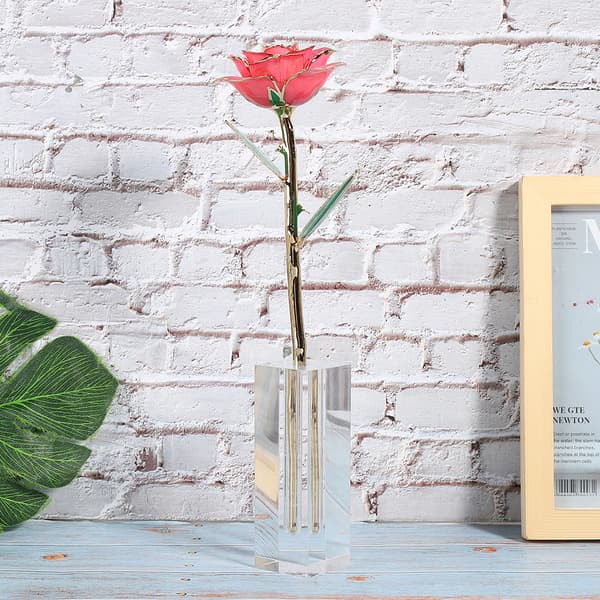 Transparent rektangulär rosenblomsbas Akryl displayställ Hemrumsdekoration prydnad