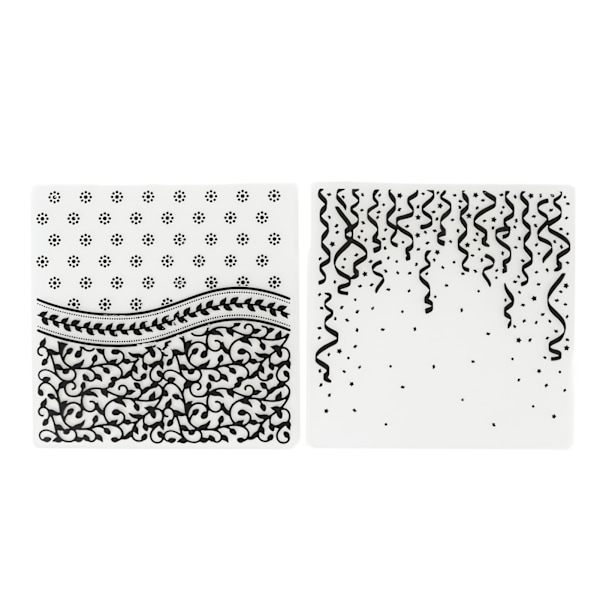 2 st präglingsmappar präglad textur 15,1x15,1cm/5,9x5,9in dekorativa plastpräglingsstenciler för DIY-pappershantverk