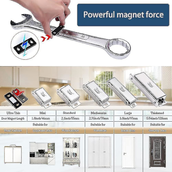 Ultraohut musta magneettinen ovenpysäytin, 8 kpl