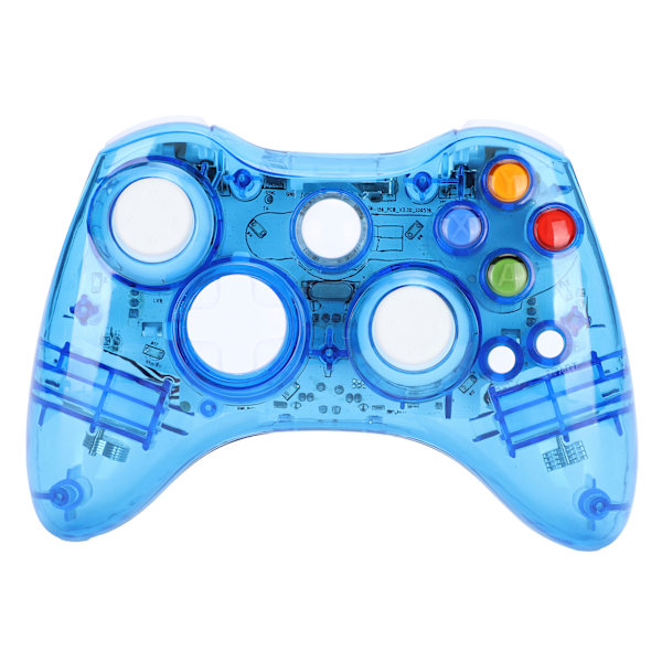 Trådlös spelkontroll Transparent datorspelkontroll med ljus för X360/WindowsBlue
