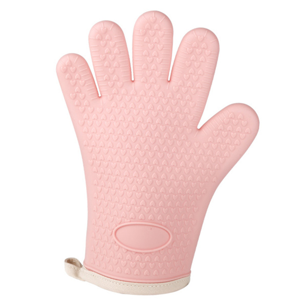 Tjock silikon ugnsvante värmebeständig silikon matlagningshandske för mikrovågsugn brödrost rosa orange