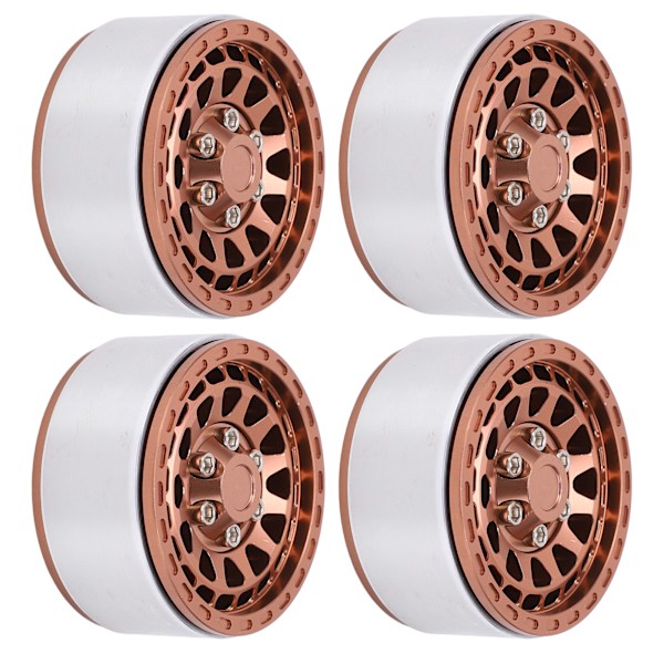 4 kpl Beadlock RC-auton pyörännavan sarja 1,9 tuuman alumiiniseoksesta valmistettu rengasvanne 1/10 1/12 1/14 kauko-ohjattaviin autoihinRuskea