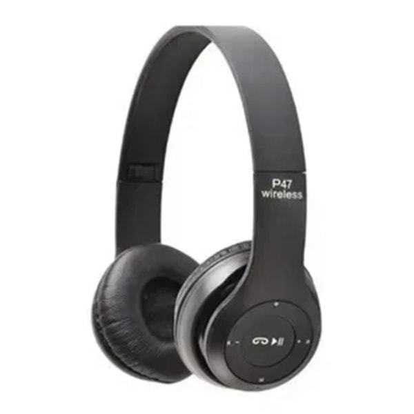 P47 Bluetooth Headset Multifunktion Djup Bas Brusreducering Vikbara trådlösa sporthörlurar för hemmakontor Resor Svart