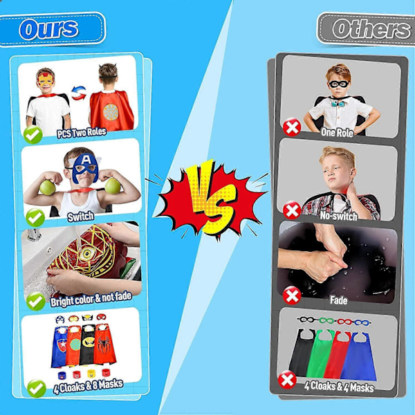 Superhjälte-capes med masker och armband, present till födelsedags- och Halloweenfest - Presenter till barn