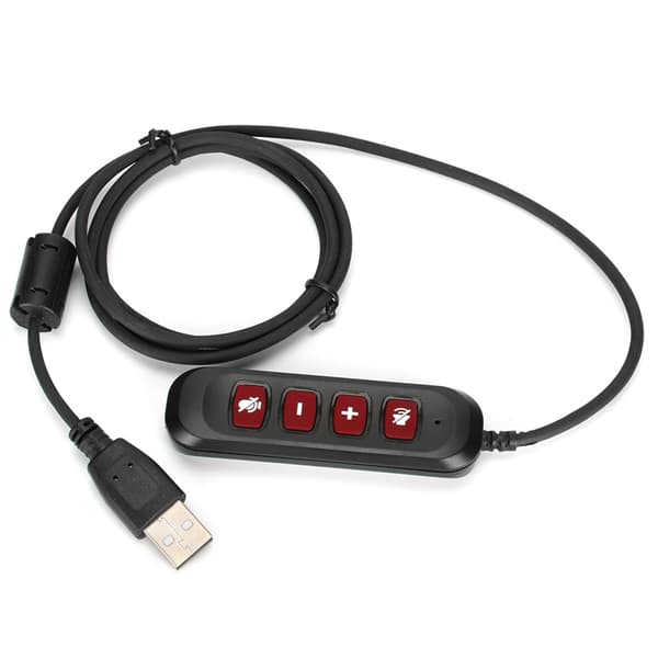 H901 USB-kontakt QD-kabeladapter justerbar volym Call Center-headsetadapter för 3,5 mm headsetutrustning Röd