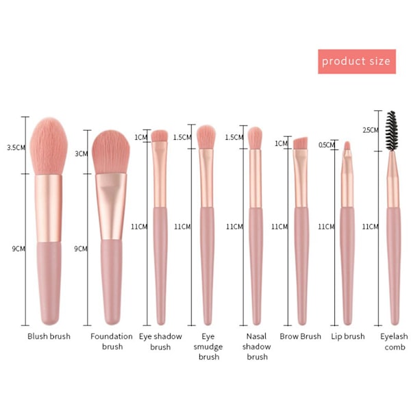 8 stk. Mini Makeup Pensler Sæt Professionel Pudder Øjenbryn Blush Concealer Pensler