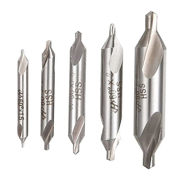Centrerborr 5 Delar Centrerborr Kit 60 Grader Metall Centrerborr Set Centreringsborrar Set för Centrerborrar Borrning Trä 1.5/2
