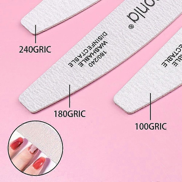 Negle- og tånegl poleringssæt med 100/180/240 korn, manicure- og pedicure poleringsværktøjer, 5/10/25/50 stykker 50Pc100180