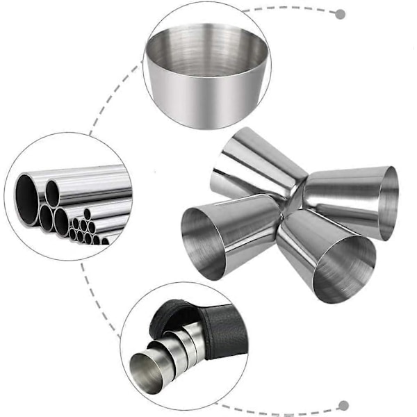 4 st 30ml Rostfria Shotglas Okrossbara Vinglas Schnapps Koppar med 1 st Portabelt Svart Läderfodral Set