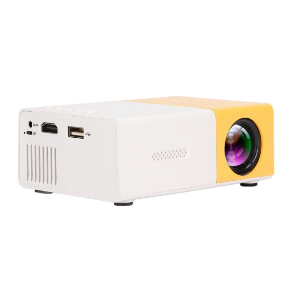 Miniprojektor 1080p Diffus Reflection Imaging Support 23 språk HD-projektor med høyttalere Gul 100‑240V EU-plugg