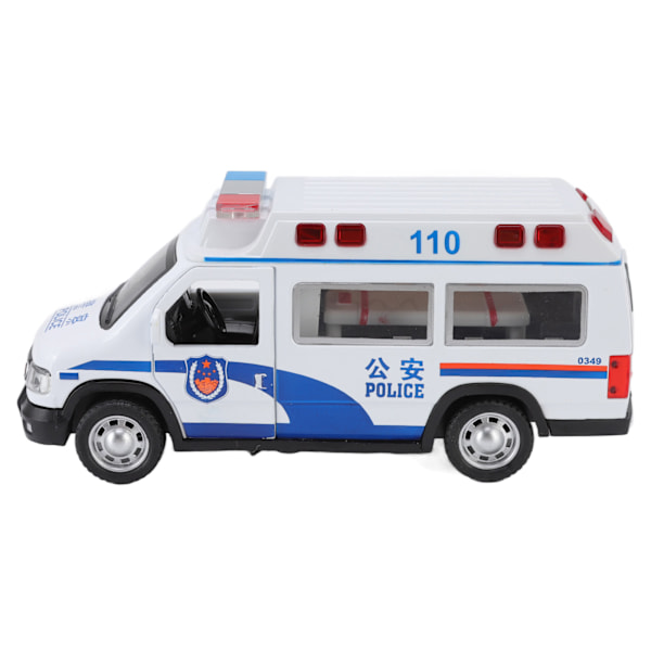 Modellbil Simulering Ljud Ljus Polisbil Leksak Nödmetallbil Öppen Dörr Dra Tillbaka Framåt Present för Pojke