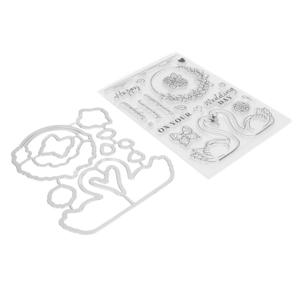 Klare stempler Gjennomsiktig Valentinsdag-tema TPR Karbonstål Gjenbrukbart DIY Easy Carving Pregeverktøy for konvolutter