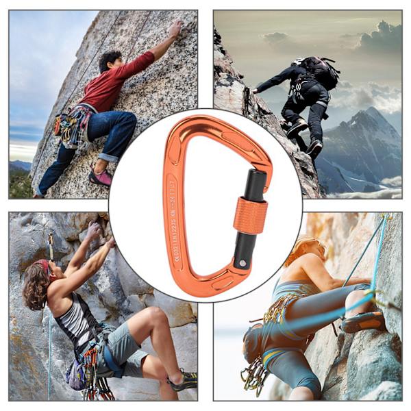 7075 Flygplansaluminium Master Lock Karabiner D-ring Säkerhetsspänne Säkerhetsutrustning Utrustning för utomhusklättring Campingorange