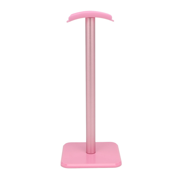 Hodetelefonstativ Avrundet hjørne Anti-slip base TPU-skuff Robust metallstang Hodesettholder for hjemmespillkontor Rosa