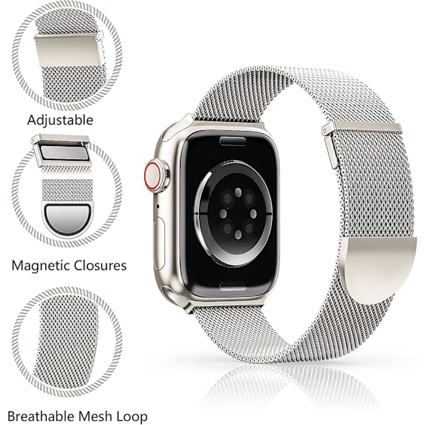 Mote tilpasset magnetisk erstatningsreim for Apple Watch Series 8/7/6/5/4/3/2, kompatibel med 41mm/40mm/38mm, for kvinner og menn