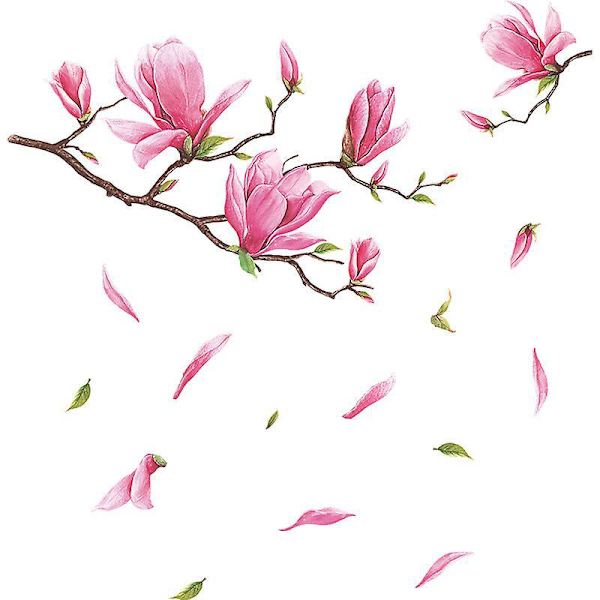 Set med 2, vackra blommiga väggdekaler, vardagsrum, rosa