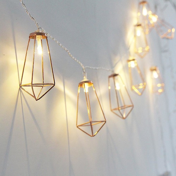 Twinkle Star 10 LED Geometriska Strängljus Batteridrivna Varmvita Roséguld Dekoration för Inomhus Bröllop Fester Sovrum
