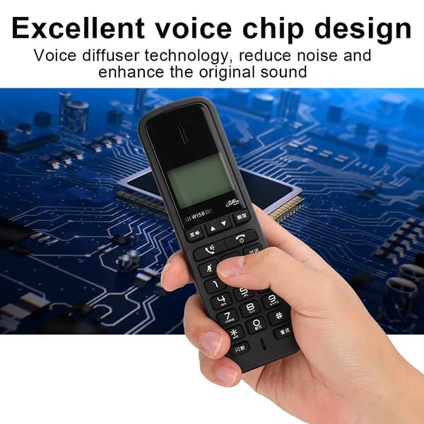 W158 Digital Trådløs Håndholdt Gratis Intercom Håndfri Telefon 100-240V US Stik (Sort)