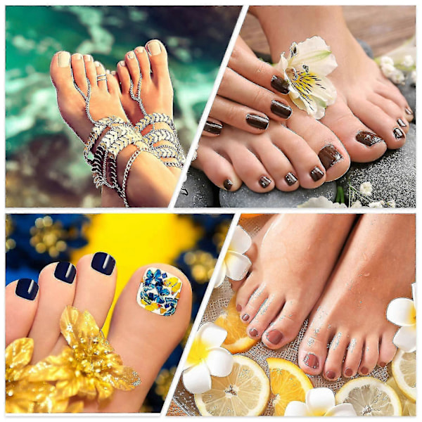 300 Stykker Falske Tåneglspidser Akryl Falske Tånegle Fuld Dækning Kunstige Franske Tånegle Med Æske Til Neglesaloner Og DIY Foddekoration Manicure Til