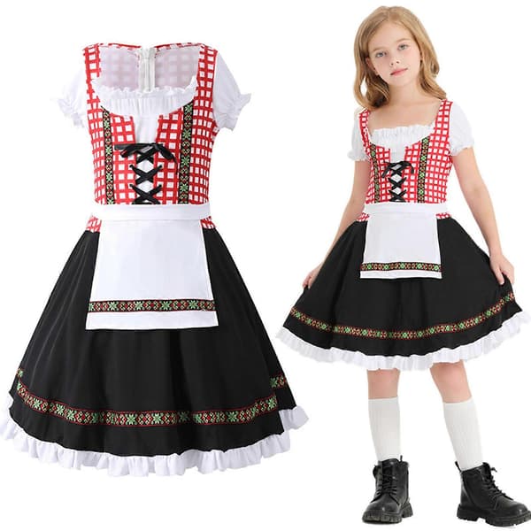 Tyske bayerske ølfestival-outfits Oktoberfest-kostumer til børn piger Dirndl-kjoler Pink S Pink S