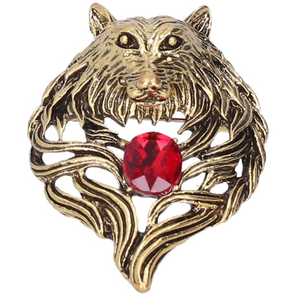 Brosch Pin Retro Lejonhuvud Herrkostym Rock Djurmönster Kavajslag Pin Fest Corsage Tillbehör Guld