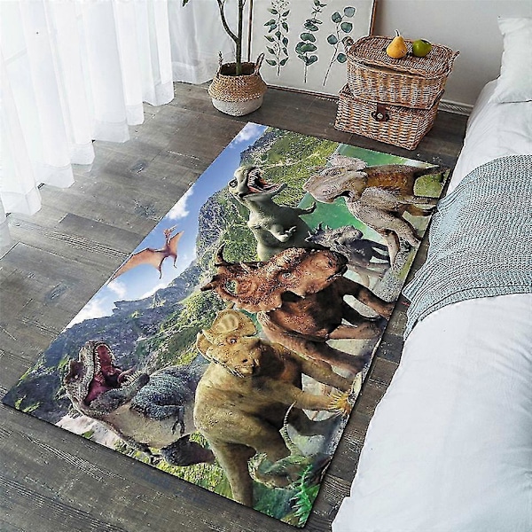Mattor i nordisk stil 3D Dinosaurie Tryck Tjockare Matta för Vardagsrum Sängsida Sovrum Fjäder Matta Hushålls Flannel Matta/mattor2 90cmx150cm
