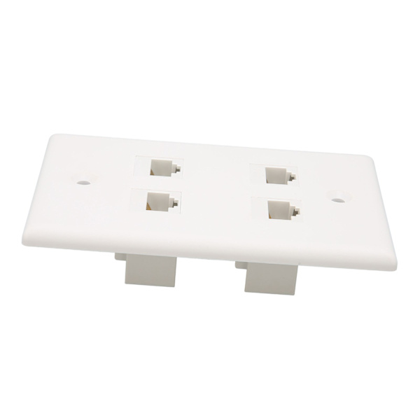 Ethernet Veggplate 4 Port Cat6 Plassbesparende God fiksering Internett Veggplate med skruer for hjemmekontor