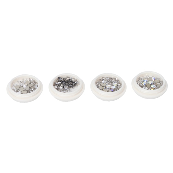 4st Nail art Olika former Rhinestone Glänsande platt bas Nagelprydnad Tillbehör