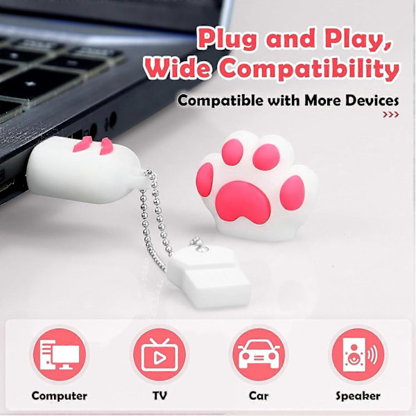 USB-minne 128 GB, USB 2.0-minne, 128 GB Portabel USB-sticka USB-minne Extern lagring för datorer TV Bil Vit