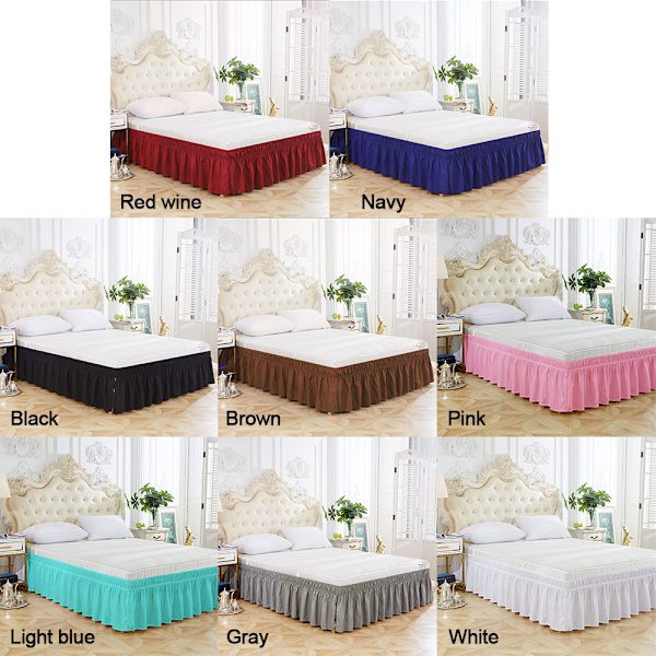 Elastisk sängkjol, tvättbar, blekningsbeständig, omslag runt sängkjol för hem, hotell, queen size