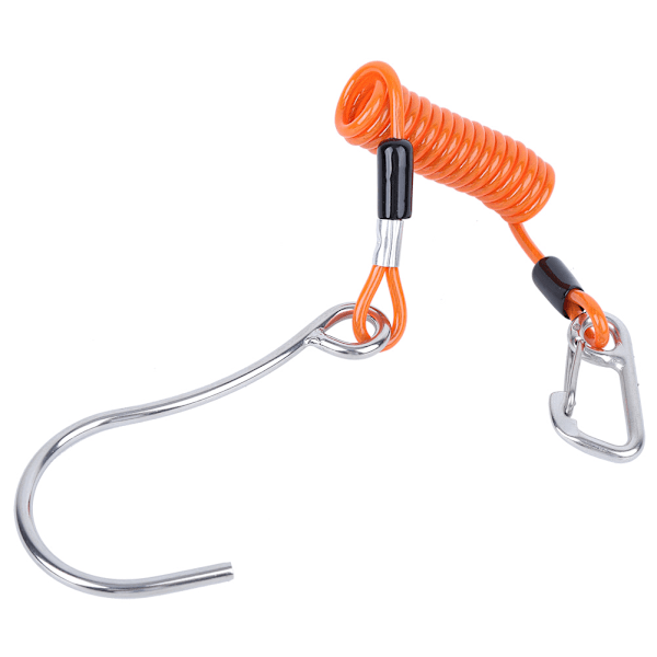 Fjäder Anti Lost Rope Single End Marine Grade Sports Rostfritt Stål Korall Rock Drift Dykning Hook Tillbehör(Orange )