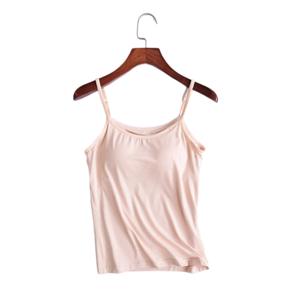 Camisole Tank Top with Built-In Bra, Padded Slim Fit - Women's 2XL, Skin Color