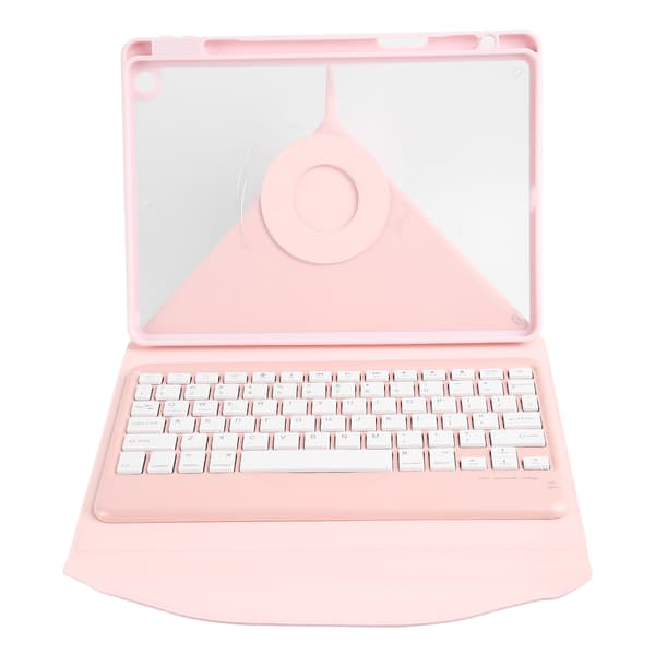 Bluetooth-tangentbordsfodral för IOS Tablet Smart trådlöst tangentbord med pennhållare rosa
