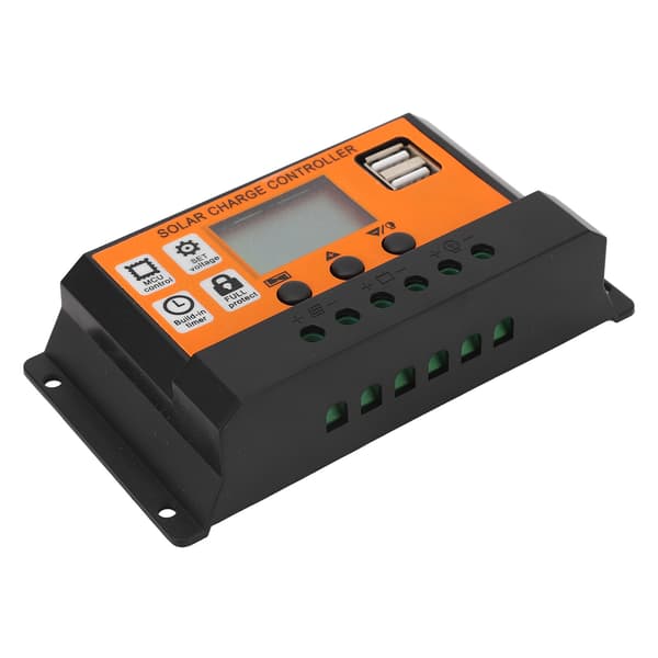 Solar Charge Controller LCD Display 3-trins styring Solpanel Opladningsregulator til syre-lithiumbatterier 12V 24V 20A