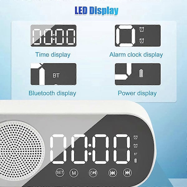LED Digital Väckarklocka med FM-radio och Bluetooth-högtalare