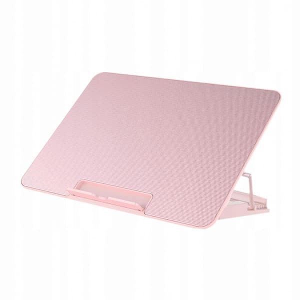Stille bærbar køleplade med dobbelte USB-porte - Pink laptopstativ til varmeafledning