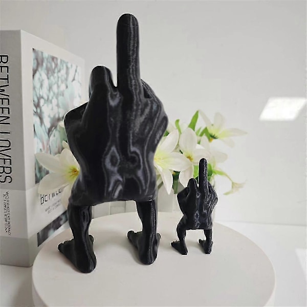 Interessant Særpreget Langfingerstatue, Hjemmeinnredning Fingerfigur Med Ben, Morsom Langfinger Skrivebordspynt -JRSZ Liten Svart