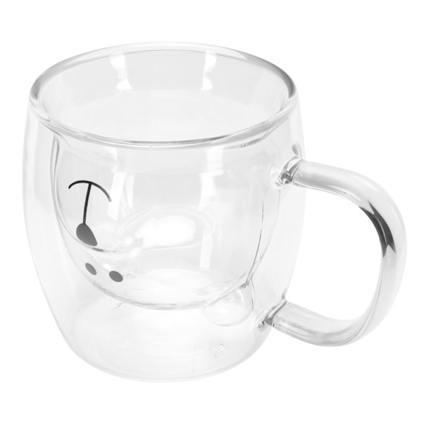 250 ml bjørneformet glasskopp dobbeltvegget vann te kaffe melkemugg med håndtak for hjemmetTransparent