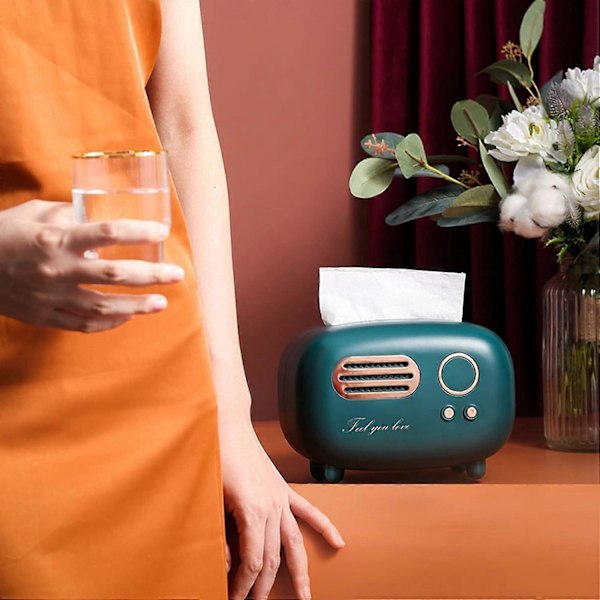 Grön Hållbar och Praktisk Retro Plast Tissue Box För Hem, Badrum, Sovrum, Barnkammare